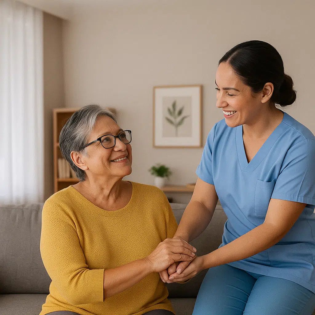 Care team with elderly clients